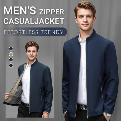 Men's Standing Collar Zipper Jacket Casual Lightweight Outerwear