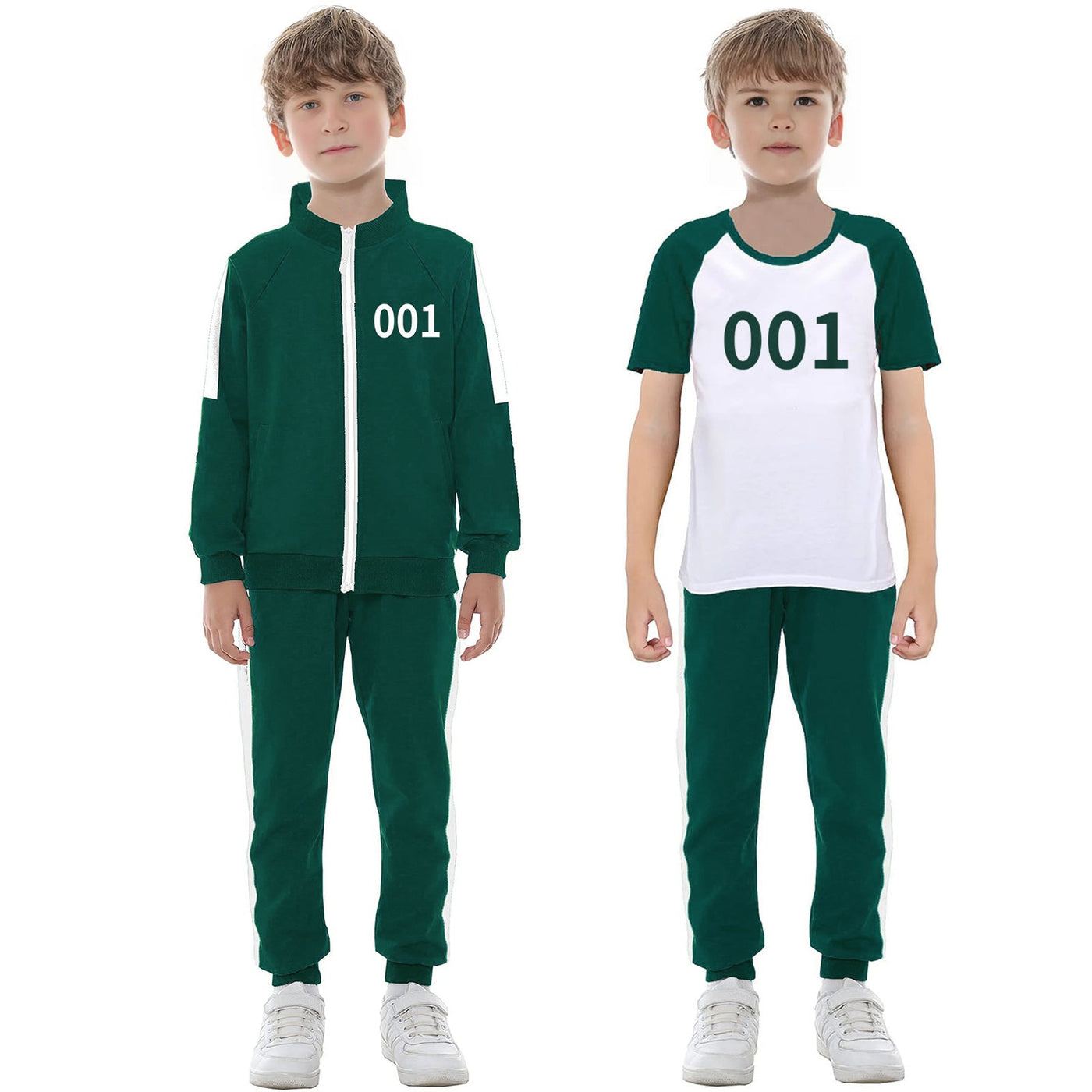 Kids Cosplay Tracksuit 3PCS Green Sweatshirt Pants T-shirt Set