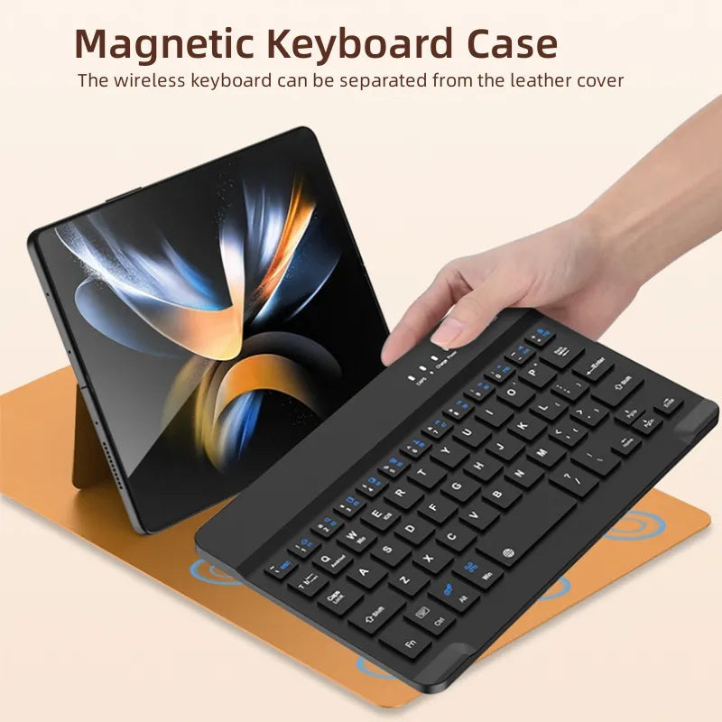 Bluetooth Wireless Keyboard With Leather Case For Samsung Tablets
