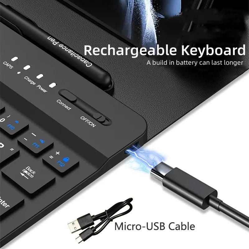 Bluetooth Wireless Keyboard With Leather Case For Samsung Tablets