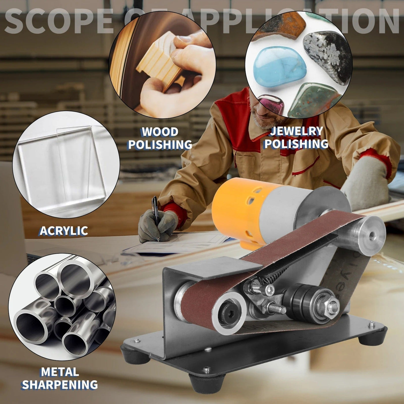 Electric Belt Sander Powerful Woodworking Tool For Smooth Finishing