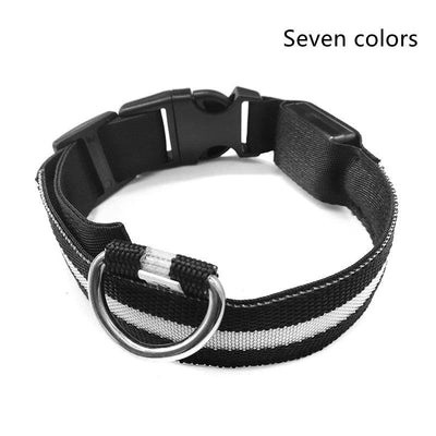 Nylon LED Dog Collar Adjustable Luminous Safety Glow Night Light