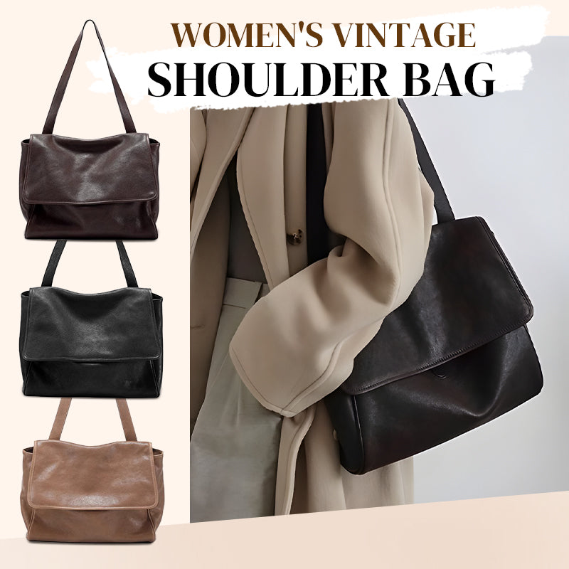 Vintage Cowhide Women's Shoulder Bag Stylish Classic Leather Tote