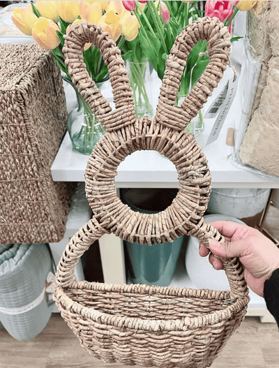 Easter Bunny Basket Wall Decor Hanging Spring Pocket Ornament