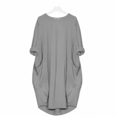 Long Sleeve Casual Loose Pocket Dress Comfortable Everyday Wear