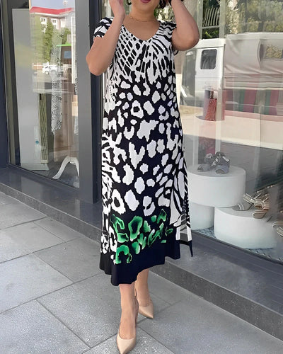 Casual Printed Short Sleeve Dress Stylish Comfortable Summer Wear