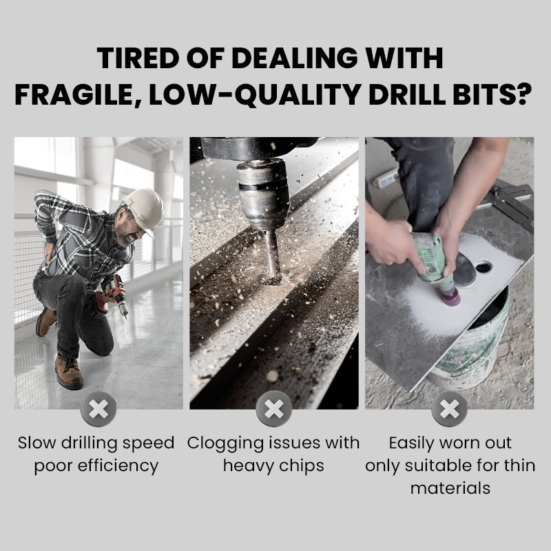 4-Flute Serrated Drill Bit Kit Eccentric Design Durable Set