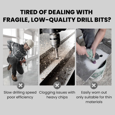 4-Flute Serrated Drill Bit Kit Eccentric Design Durable Set