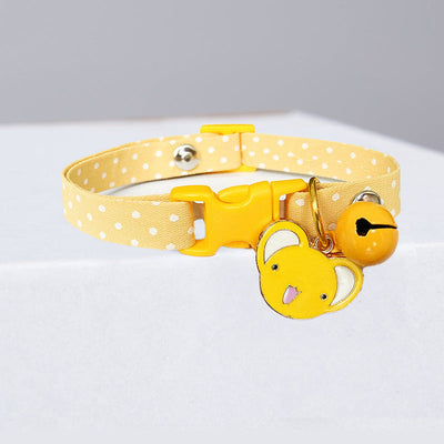 Polka Dot Cat Collar With Bell Adjustable Cute Design