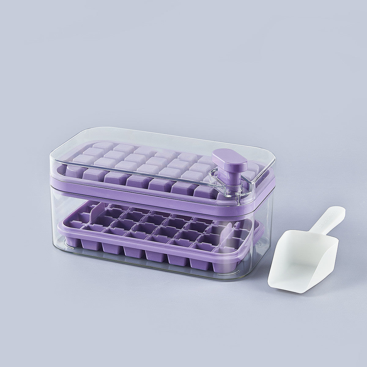 One-button Press Ice Cube Tray With Storage Box And Lid