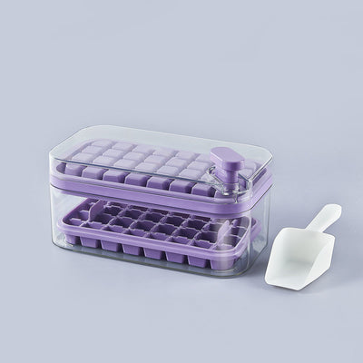 One-button Press Ice Cube Tray With Storage Box And Lid