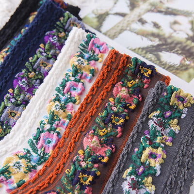 Vintage Embroidered Floral Socks Elegant Comfortable Cotton Blend