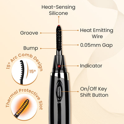 Heated Eyelash Curler Portable Lash Curling Tool Easy Use