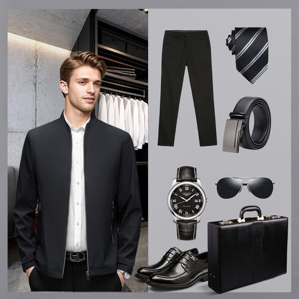 Men's Standing Collar Zipper Jacket Casual Lightweight Outerwear