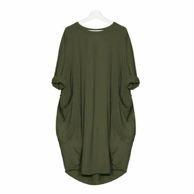 Long Sleeve Casual Loose Pocket Dress Comfortable Everyday Wear