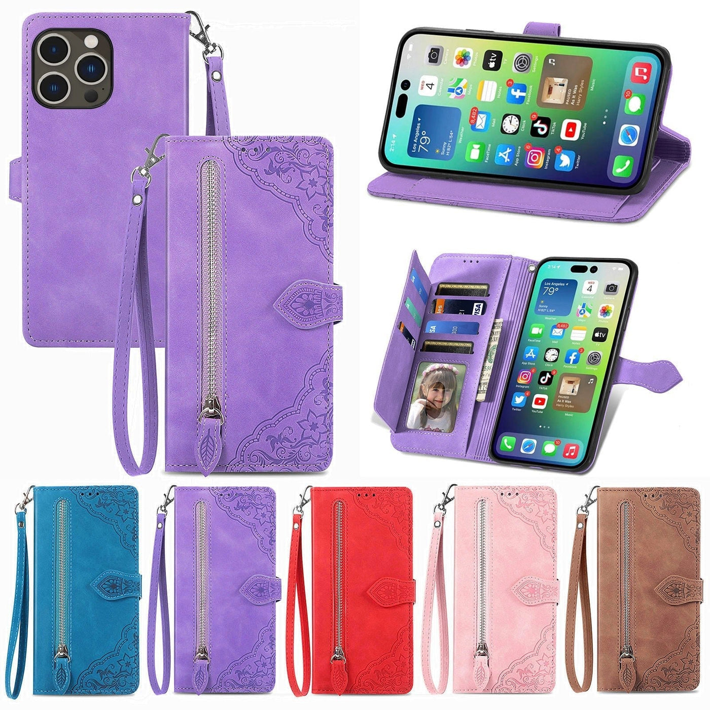 Skin Feel Flip Leather Wallet Phone Case For Protection