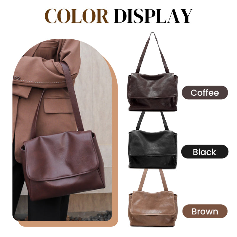 Vintage Cowhide Women's Shoulder Bag Stylish Classic Leather Tote