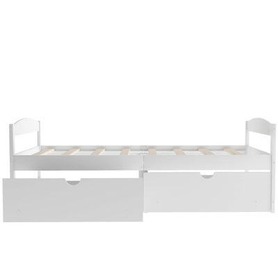 Twin Size Platform Bed With Storage Drawers For Bedroom