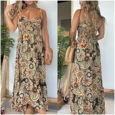 Women's Floral Spaghetti Strap Maxi Dress Long Elegant Summer Dress