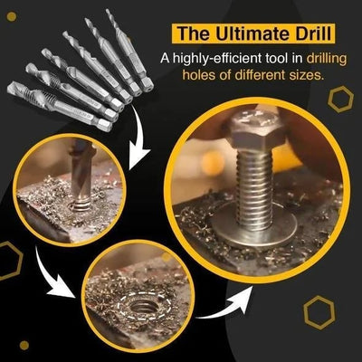 Thread Tap Drill Bits Set 6 Pieces For Precision Tapping