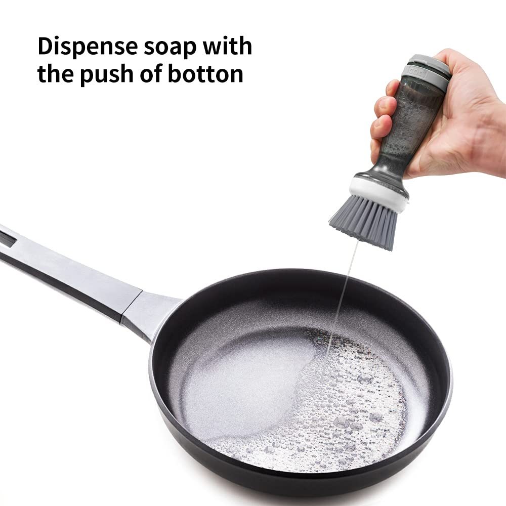 Dish Scrub Brush With Soap Dispenser For Kitchen Pots And Pans
