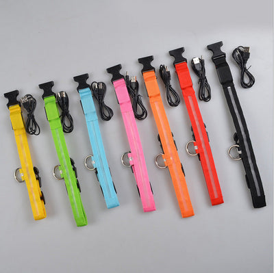 Nylon LED Dog Collar Adjustable Luminous Safety Glow Night Light