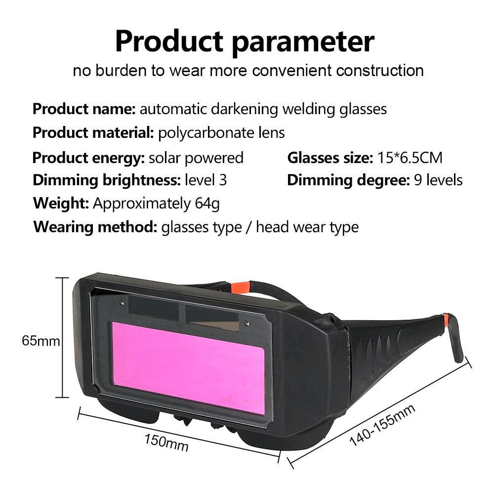 Auto Dimming Welding Glasses With 5 Protective Lenses