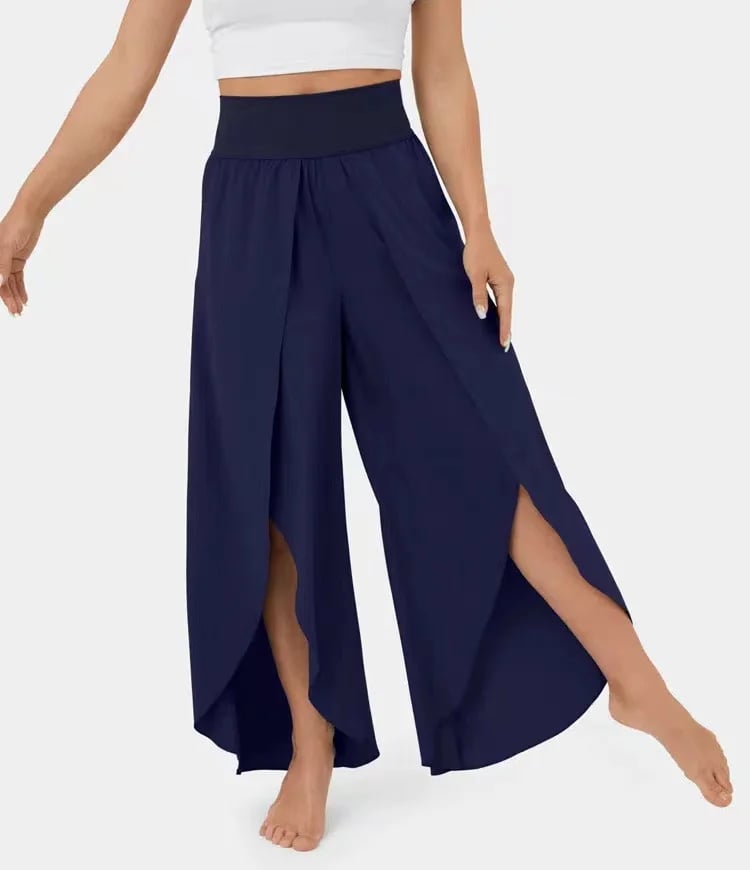 High Waisted Wide Leg Pants Split Casual Quick Dry Design