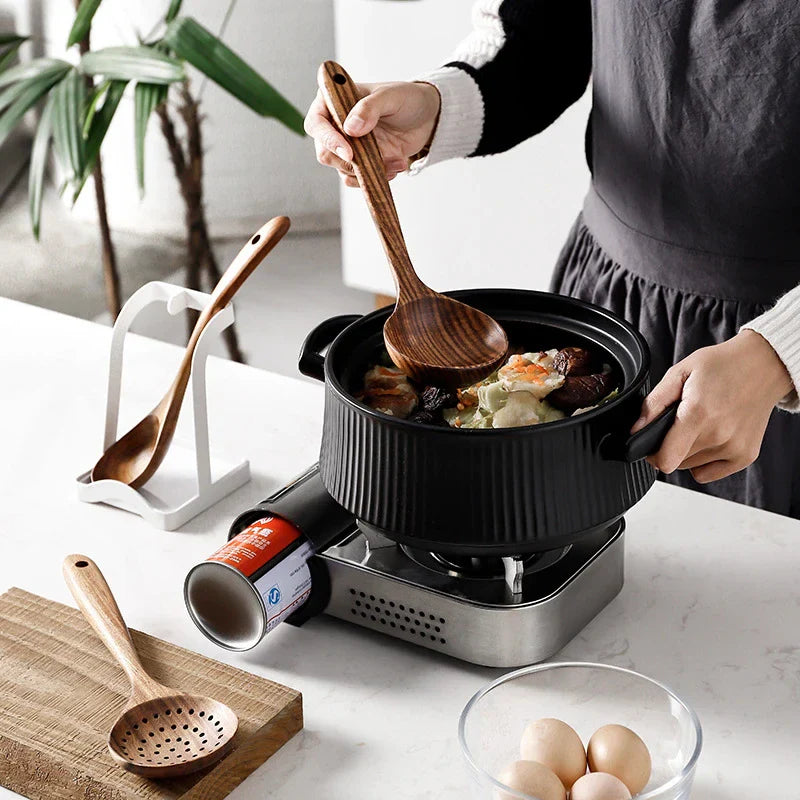 Teak Wooden Utensil Set 7-Piece Durable Kitchen Tools Collection