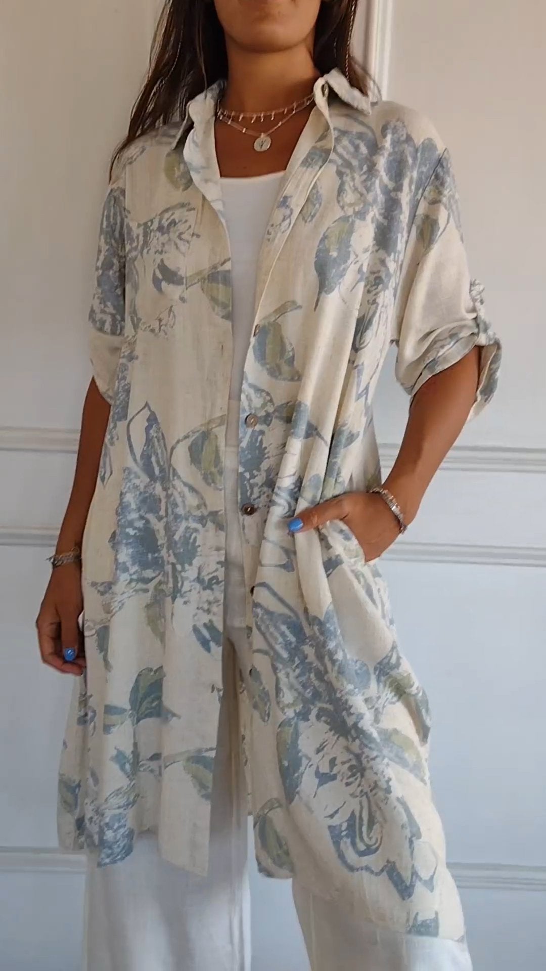 Simple Printed Cotton And Linen Dress Lightweight Casual Summer Wear