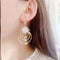 Geometric Round Earrings Multi Layered Floral Design