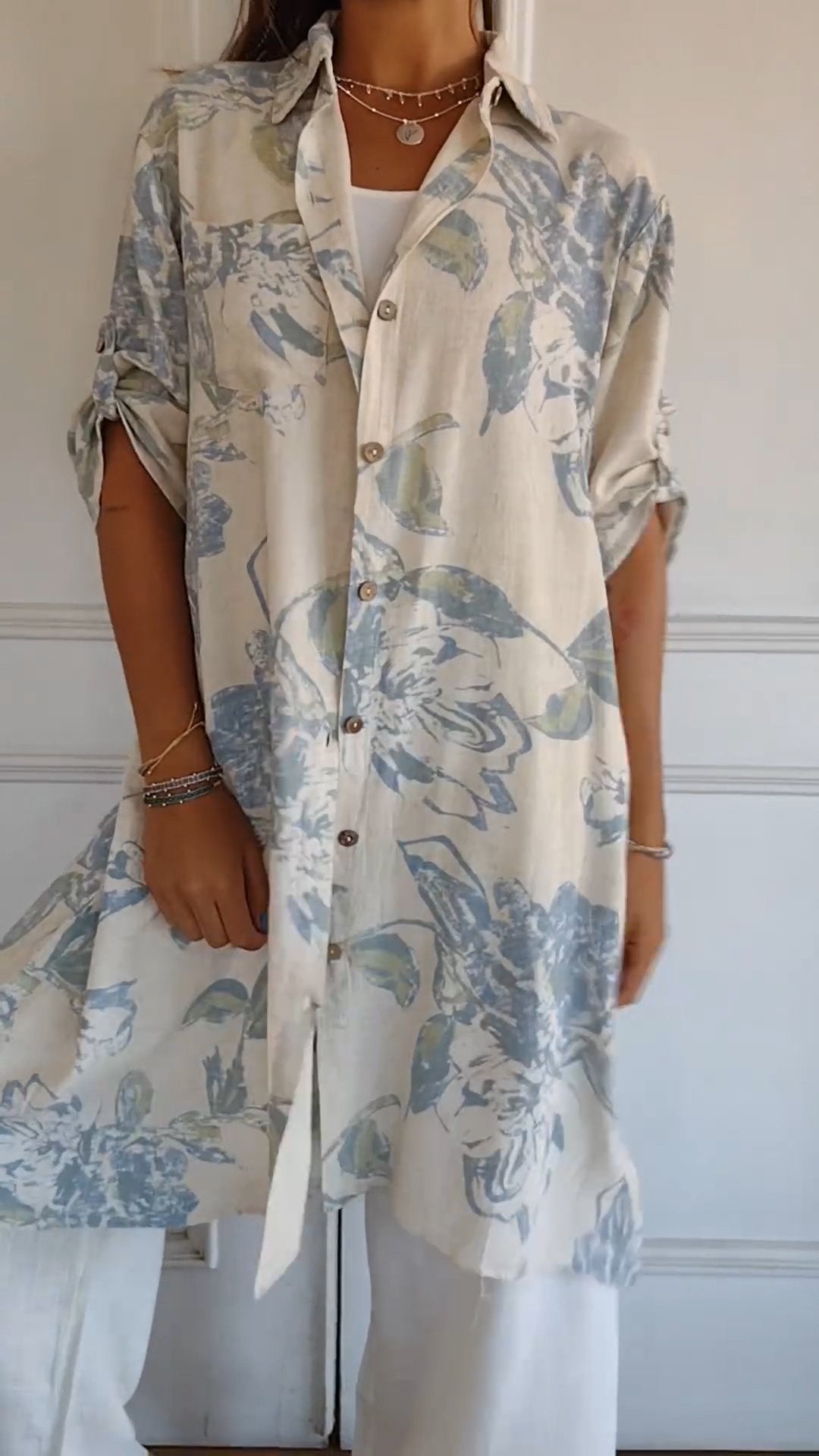 Simple Printed Cotton And Linen Dress Lightweight Casual Summer Wear