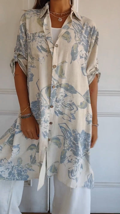 Simple Printed Cotton And Linen Dress Lightweight Casual Summer Wear