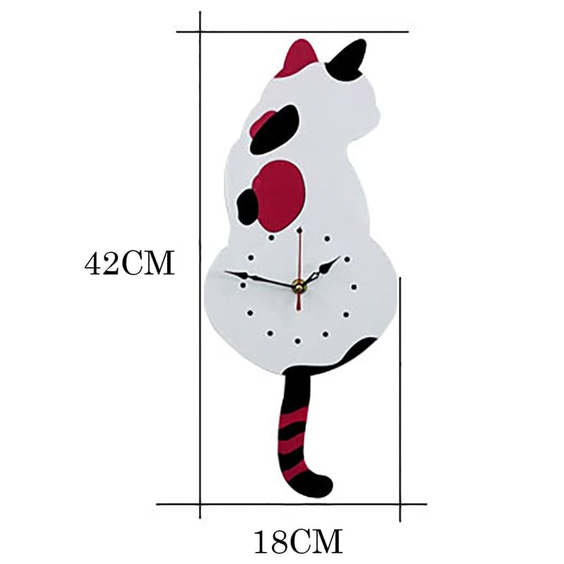 Nordic Cat Wagging Tail Wall Clock Unique Modern Design