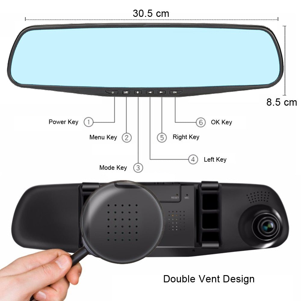 HD Rearview Mirror Dash Cam 1080P For Cars And Trucks