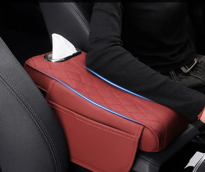 Car Armrest Cushion Memory Foam With Tissue Box And Storage Pockets