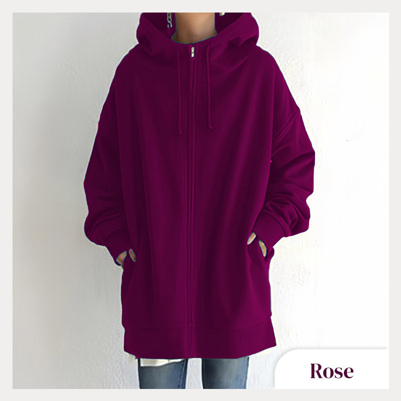 Women's Hooded Sweater Zippered Autumn Winter Warm Pullover