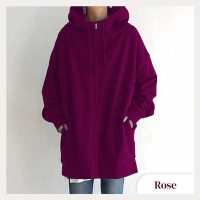 Women's Hooded Sweater Zippered Autumn Winter Warm Pullover