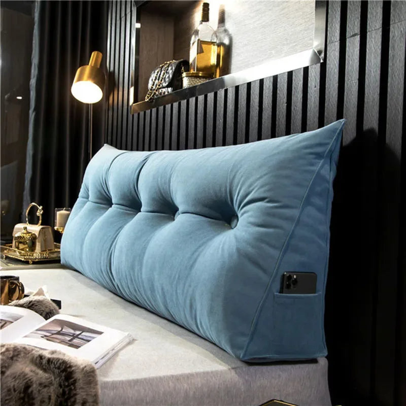 Triangular Bed Headboard Pillow Large Backrest Cushion For Reading Sleeping Support