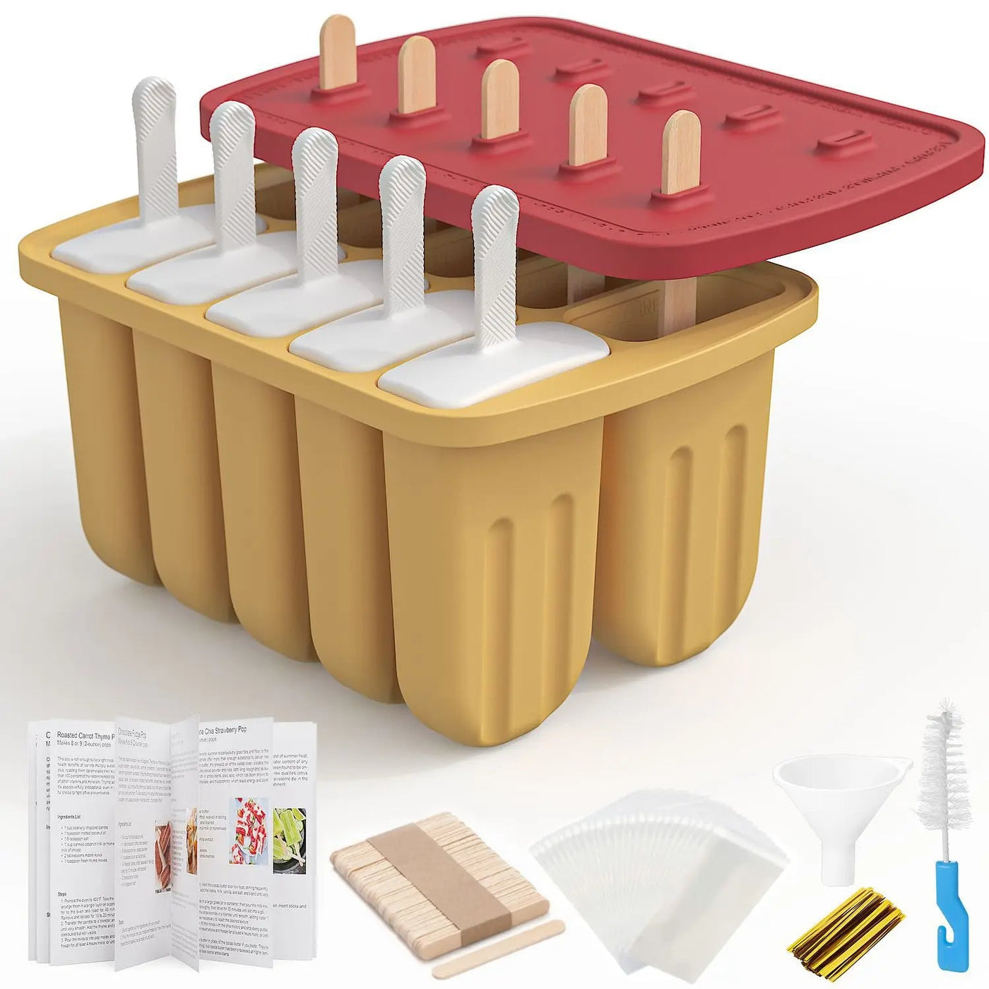 Silicone Popsicle Molds With Wooden Sticks For Kids Snacks