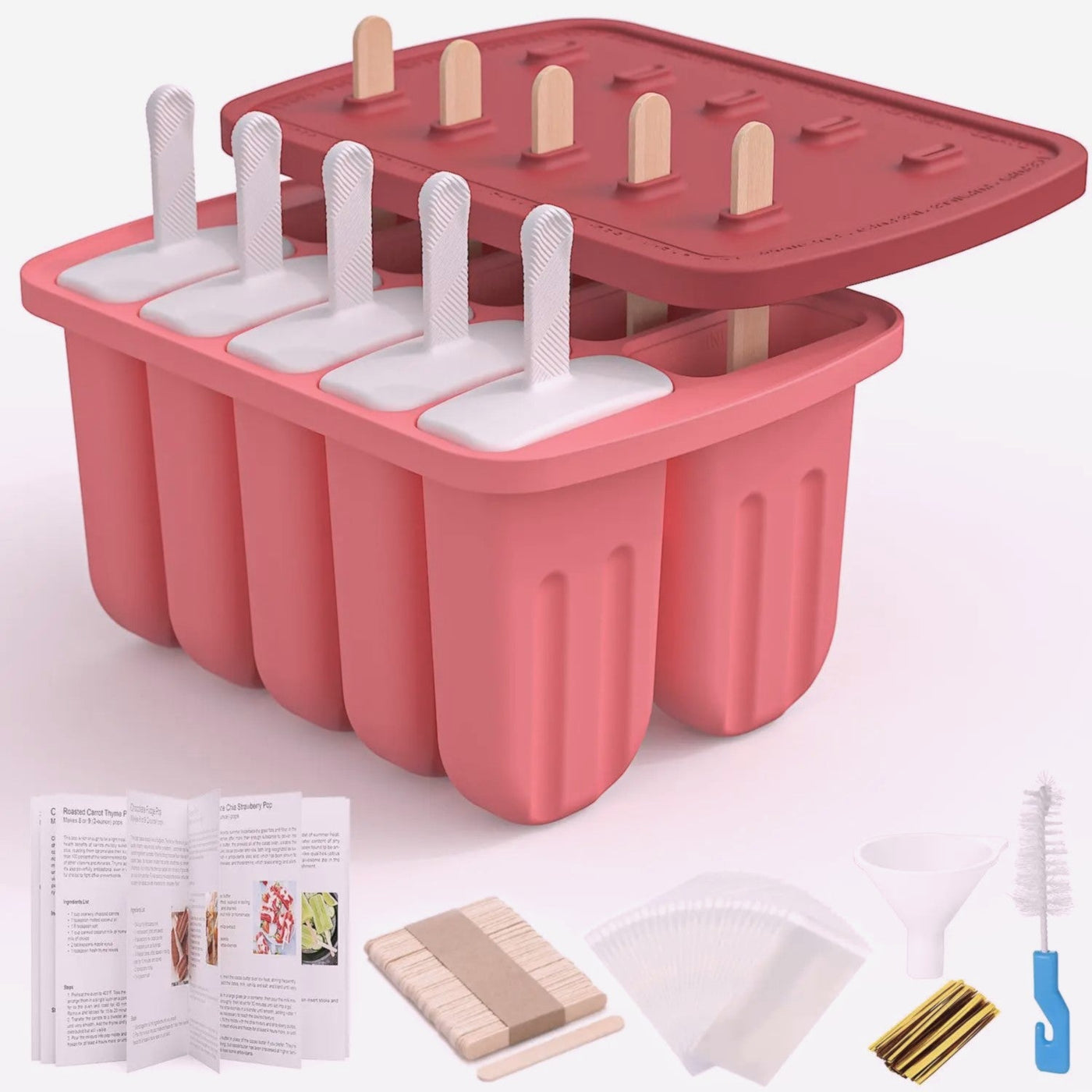Silicone Popsicle Molds With Wooden Sticks For Kids Snacks