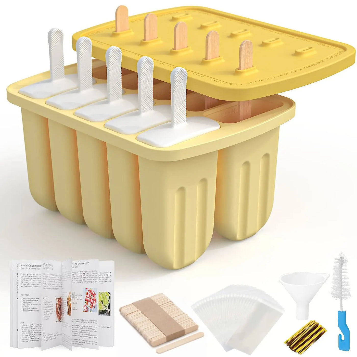 Silicone Popsicle Molds With Wooden Sticks For Kids Snacks