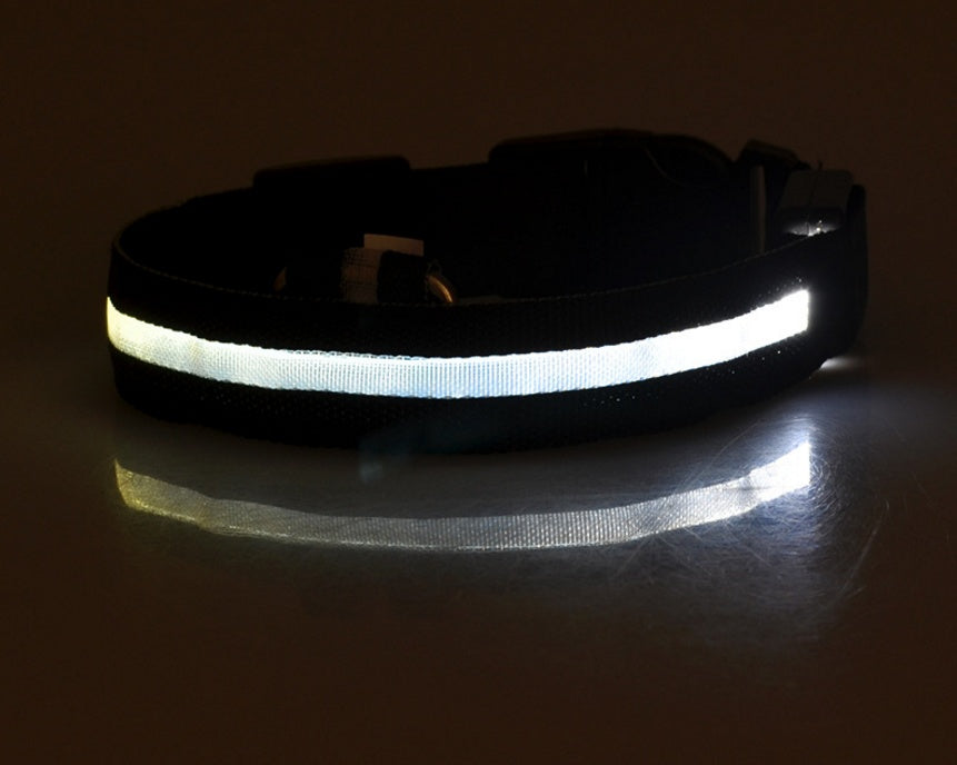 Nylon LED Dog Collar Adjustable Luminous Safety Glow Night Light