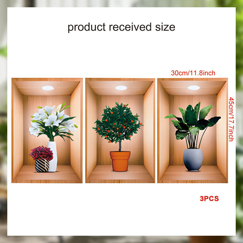 Simulated Plant Flowers 3D Photo Frame Wall Sticker Decoration