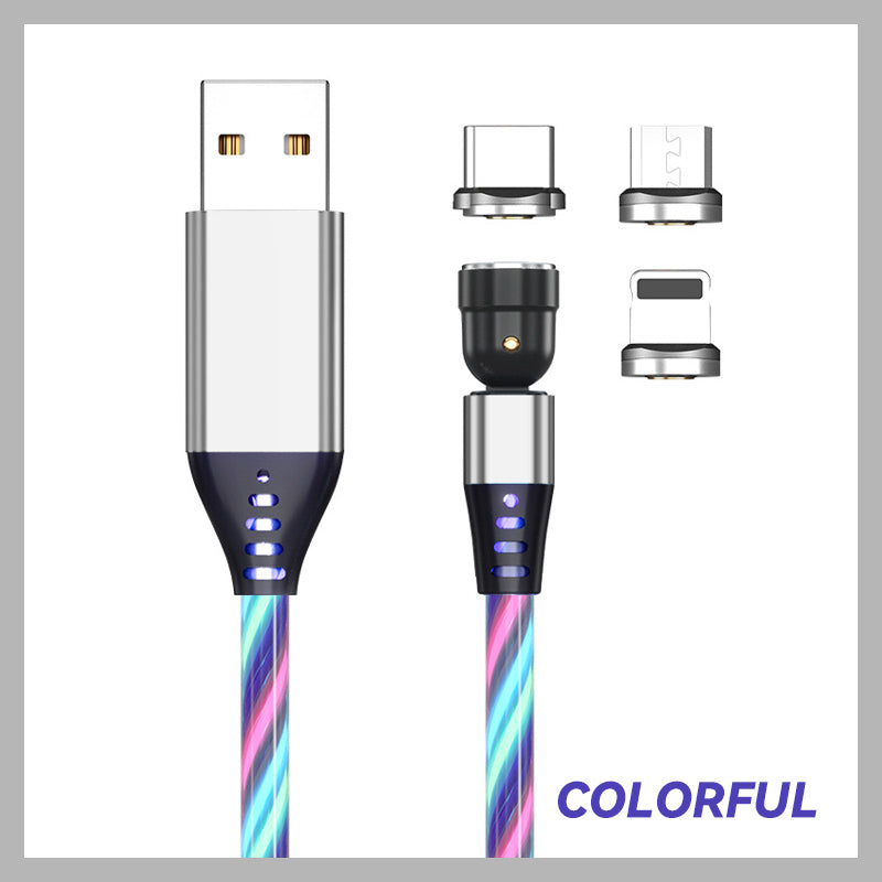 3-in-1 Magnetic Charging Cable Rotating Streamer Data Cable