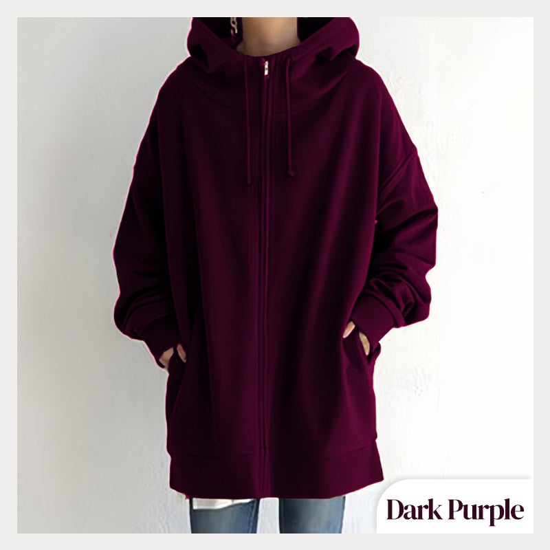 Women's Hooded Sweater Zippered Autumn Winter Warm Pullover
