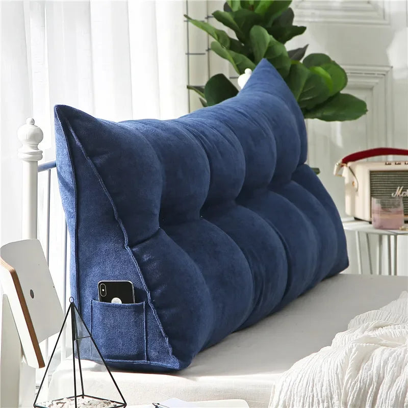 Triangular Bed Headboard Pillow Large Backrest Cushion For Reading Sleeping Support
