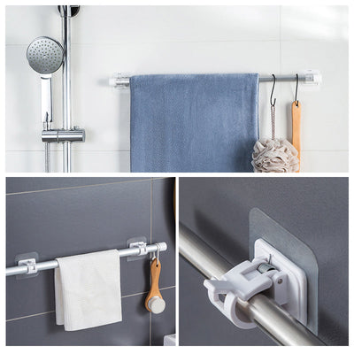 Nail-free Adjustable Curtain Rod Brackets Set Of 2 Holders