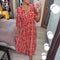 Bohemian Wrap Dress V-neck Waist Tie Casual Long Dress