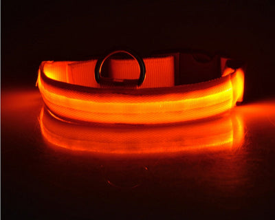 Nylon LED Dog Collar Adjustable Luminous Safety Glow Night Light